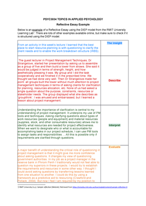 project management reflective essay example