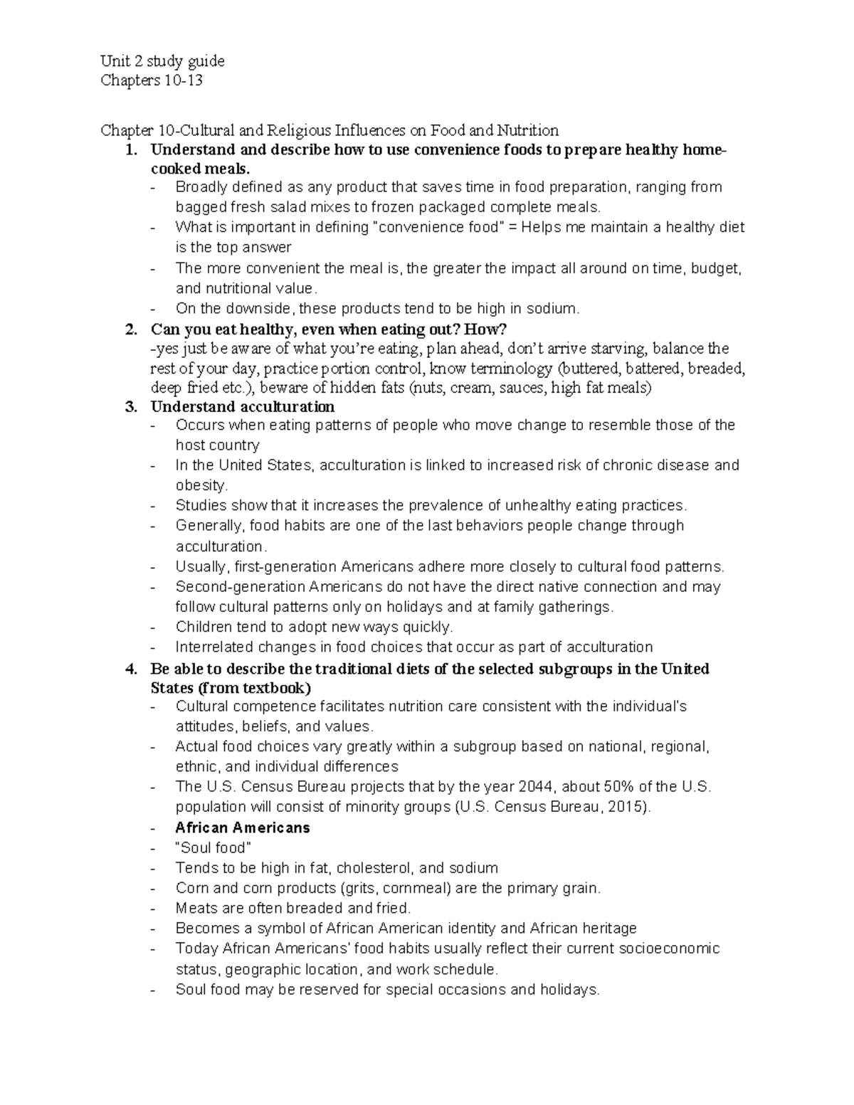 study guide 13 and 14 - Chapters 10- Chapter 10-Cultural and Religious ...