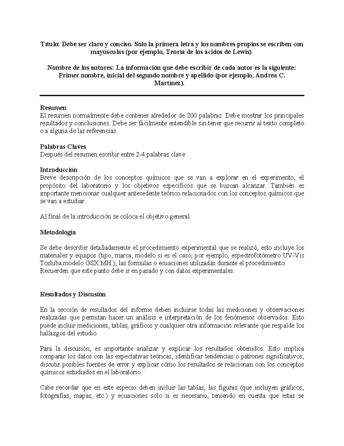 Plantilla informe - Título: Debe ser claro y conciso. Sólo la primera ...