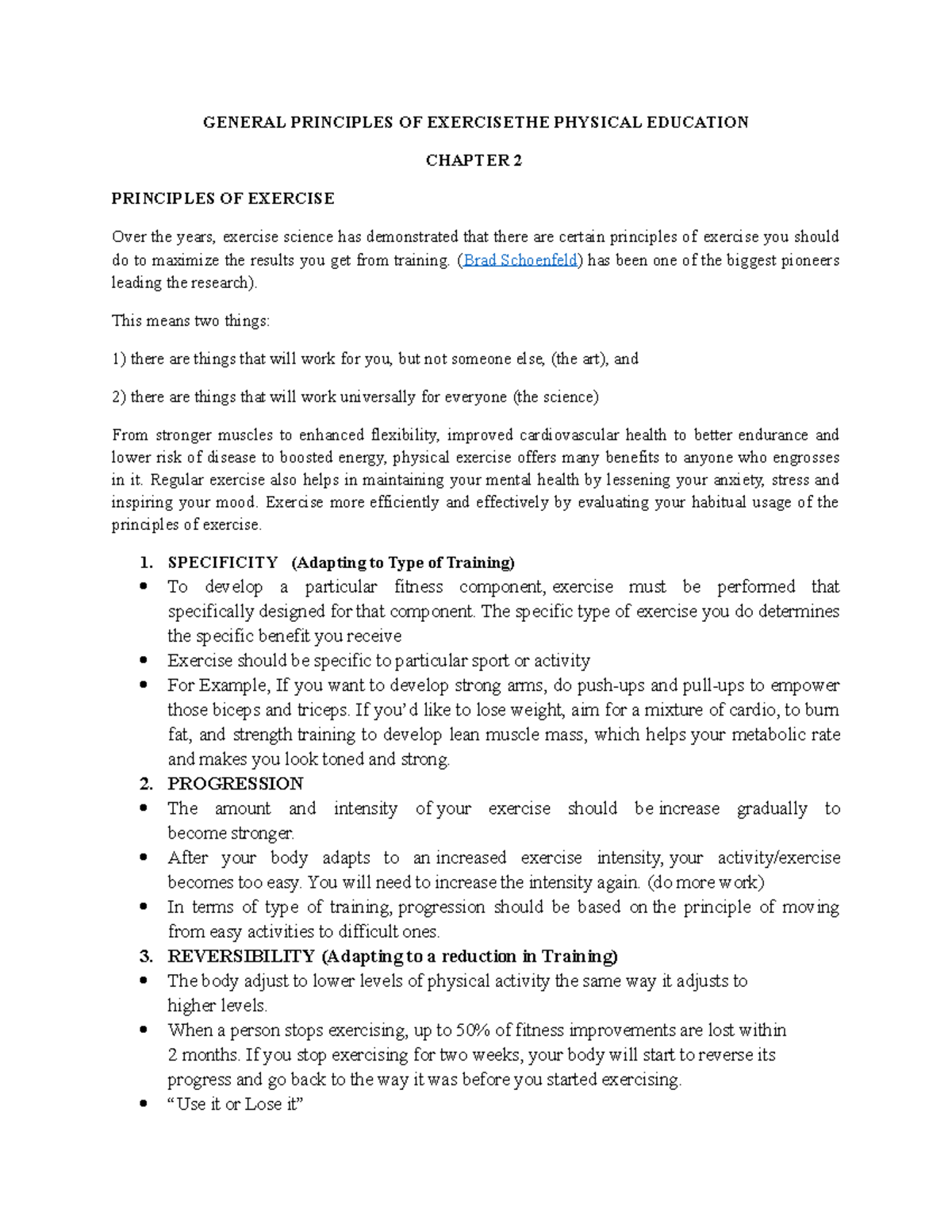 Chapter II - Lecture Notes 2 - Physical Activities Towards Health And ...