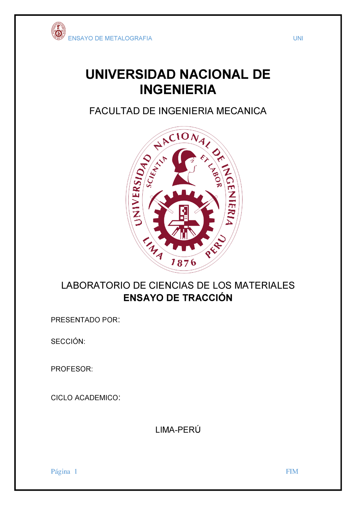 Informe Tratamientos Termicos - UNIVERSIDAD NACIONAL DE INGENIERIA ...