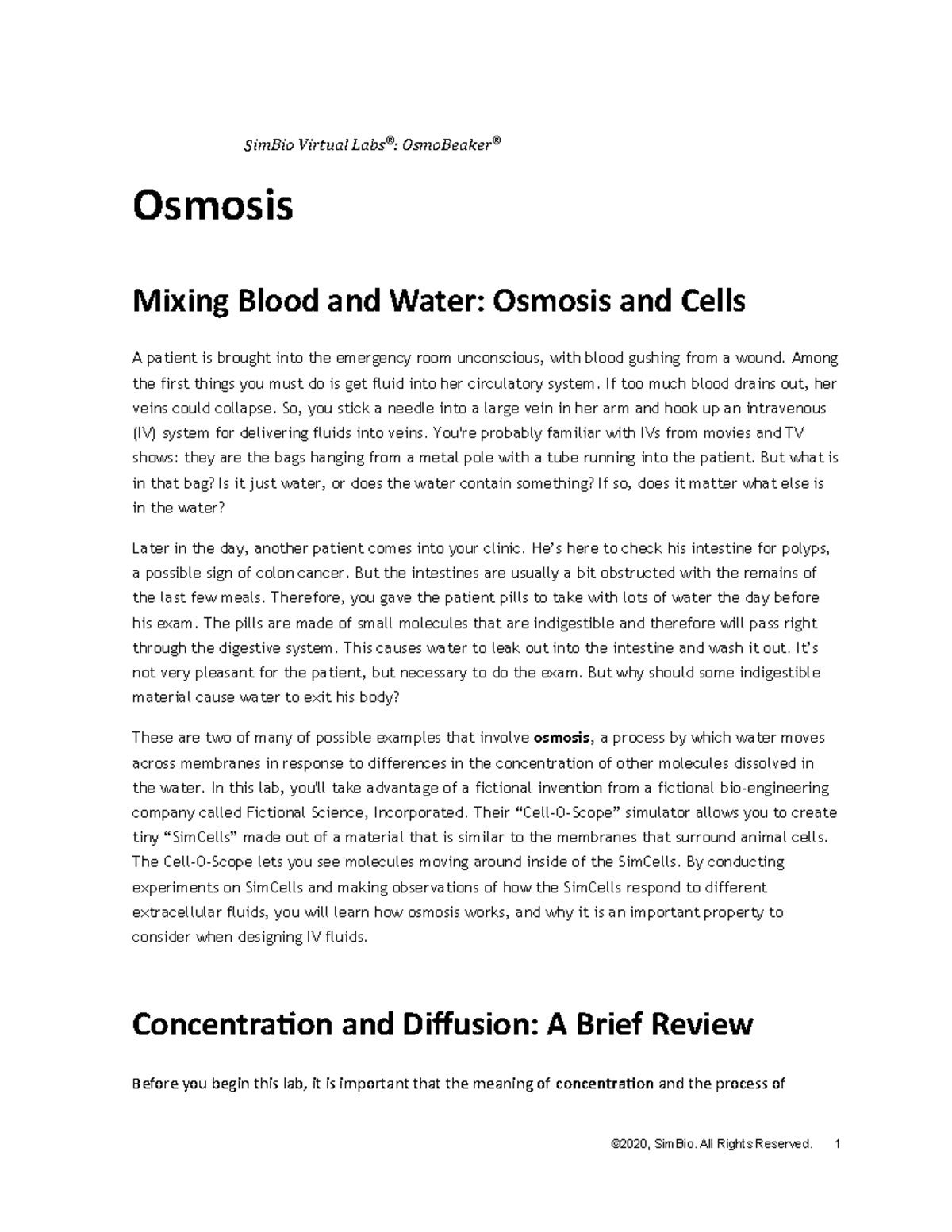 Osmosis Questionnaire EN SimBio Virtual Labs® OsmoBeaker® Osmosis