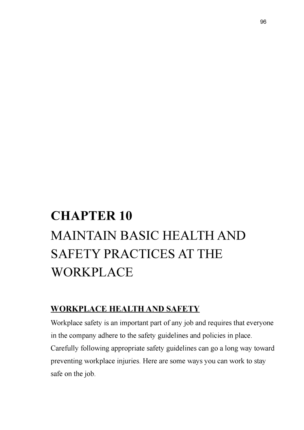 health and safety in the workplace assignment