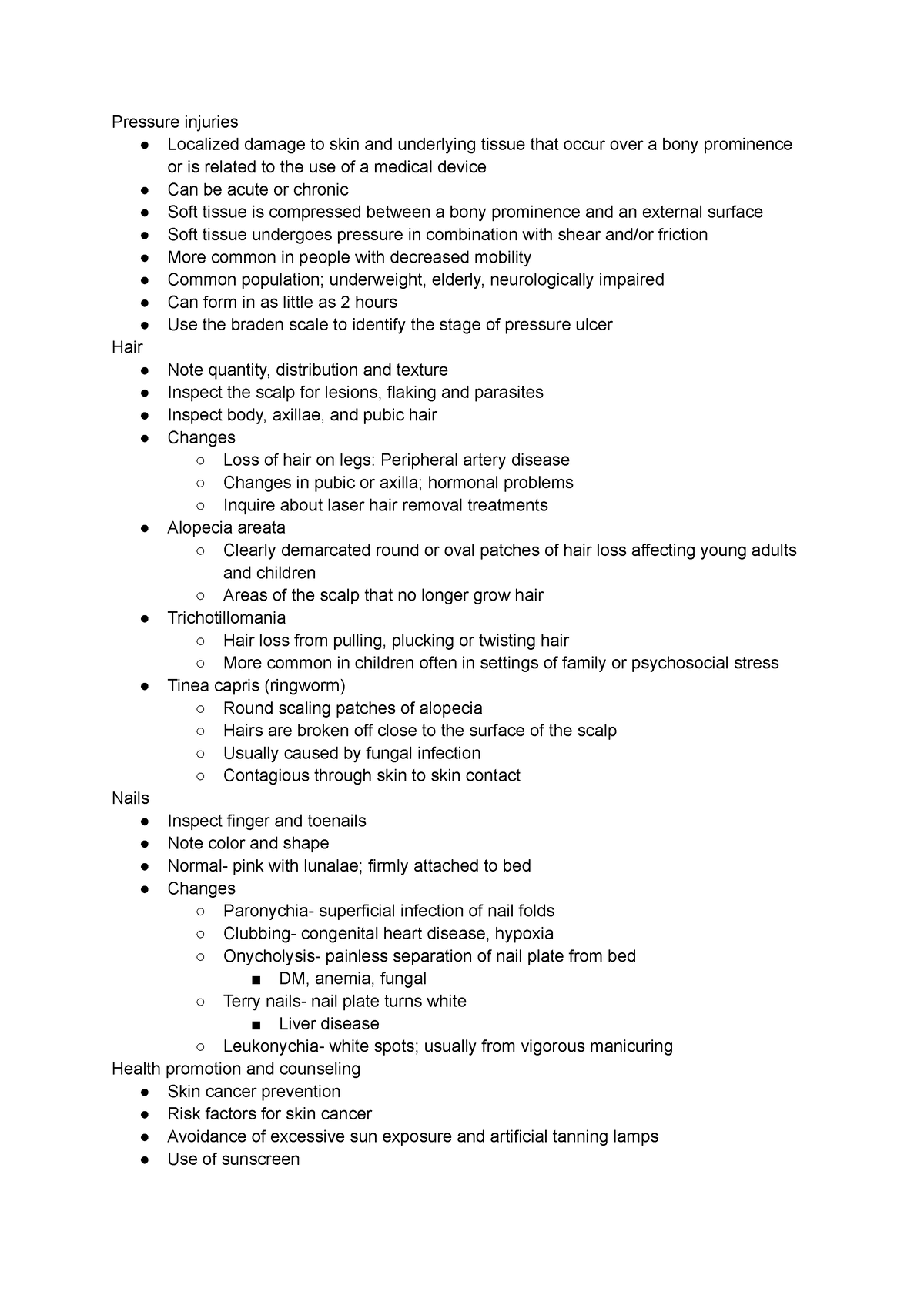 Health Assessment (35) - Pressure injuries Localized damage to skin and ...