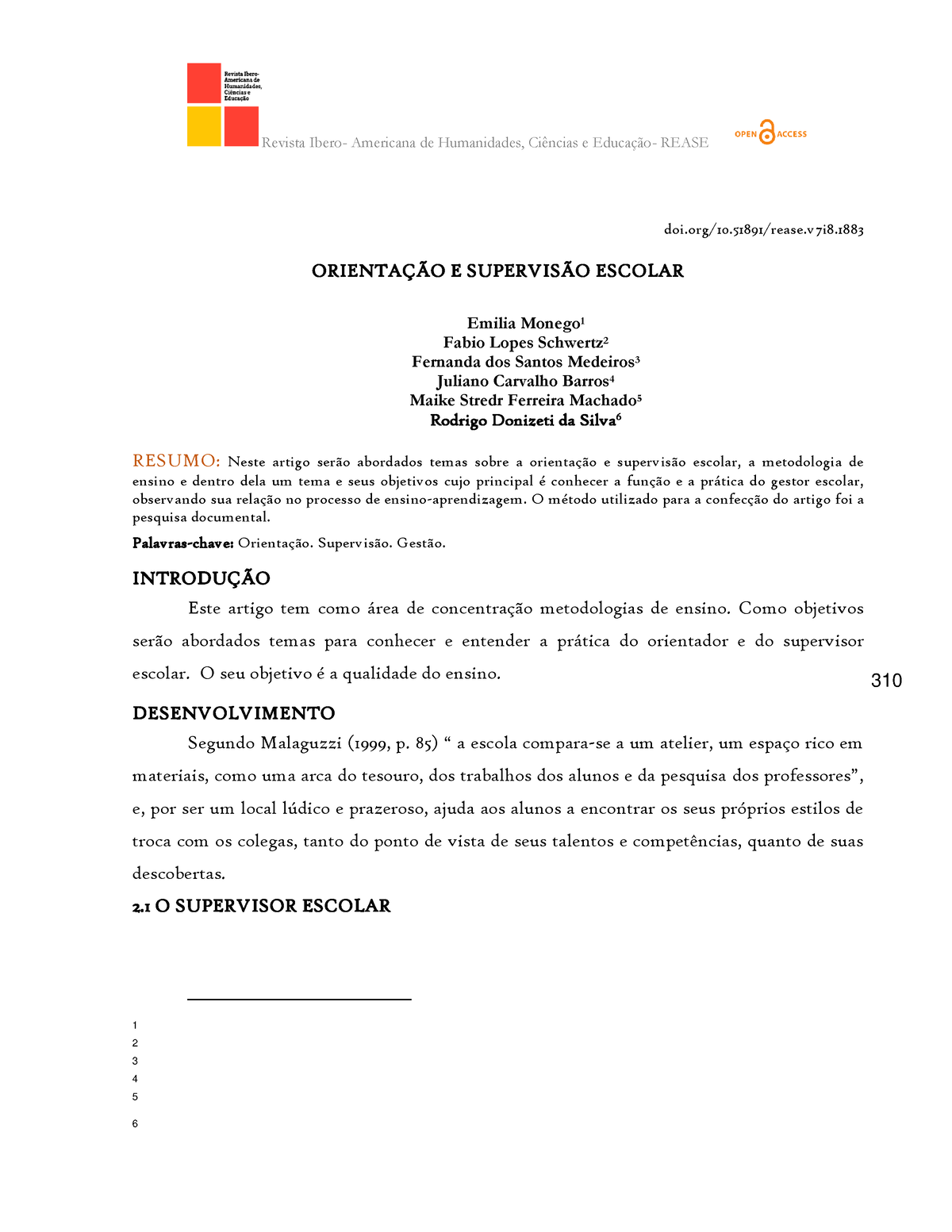 22-+DOI-[18 - ORIENTAÇÃO EDUCACIONAL - 310 Doi.org/10.51891/rease ...