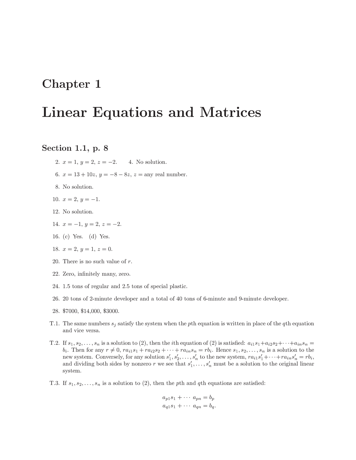 Solution 8th Edition - Lecture Notes 1-32 - Chapter 1 Linear Equations ...