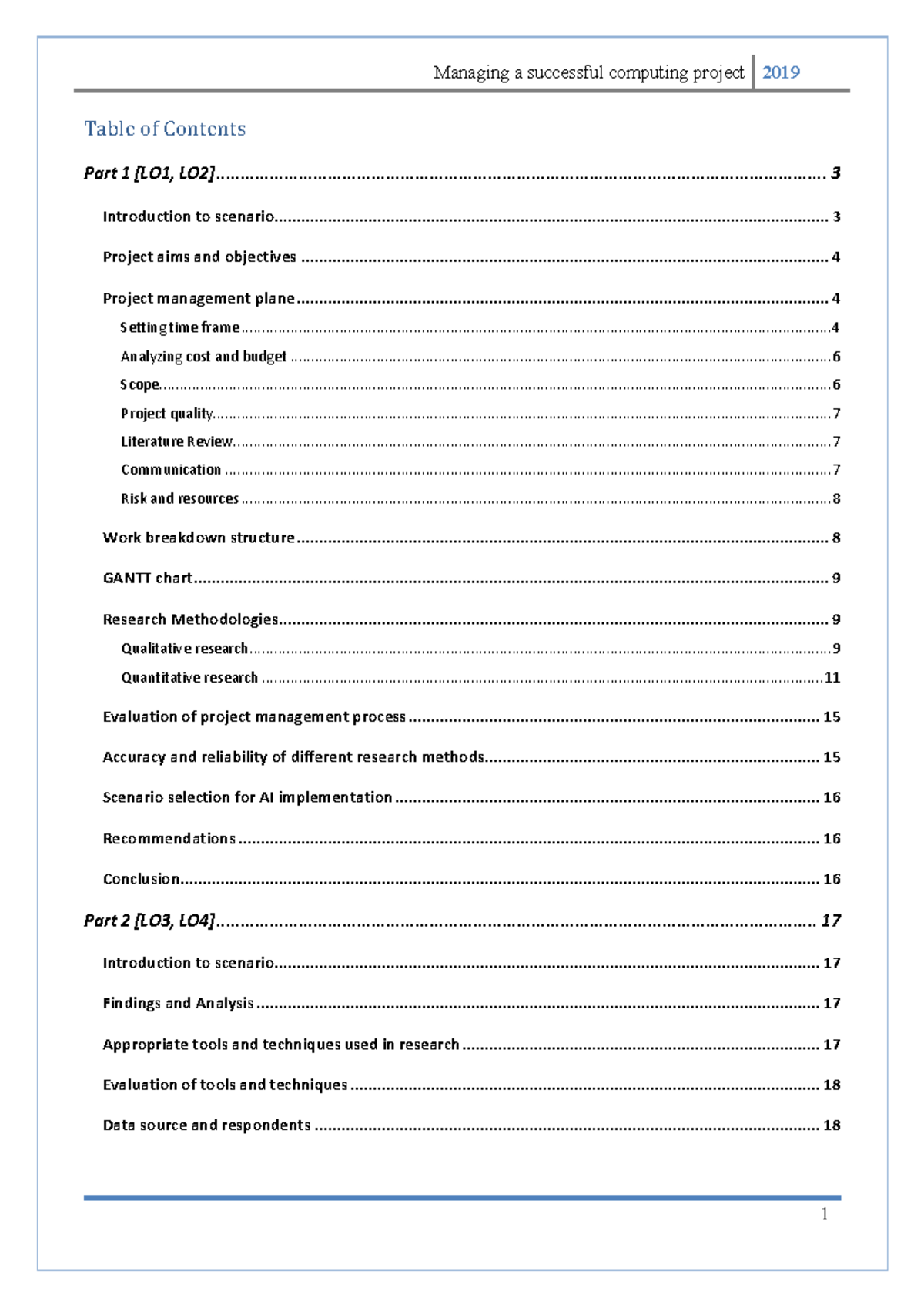 Managing a successfull computing project - Table of Contents Part 1 ...