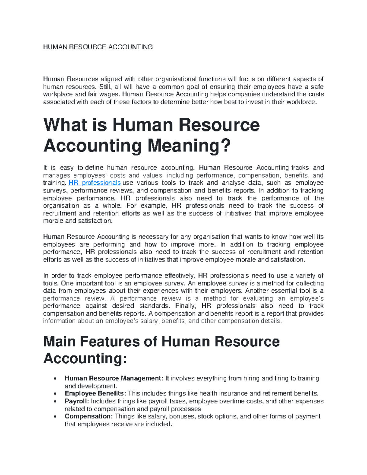 human resource accounting research paper