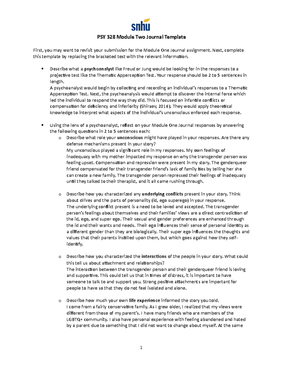 PSY 328 Module Two Journal - Next, Complete This Template By Replacing ...