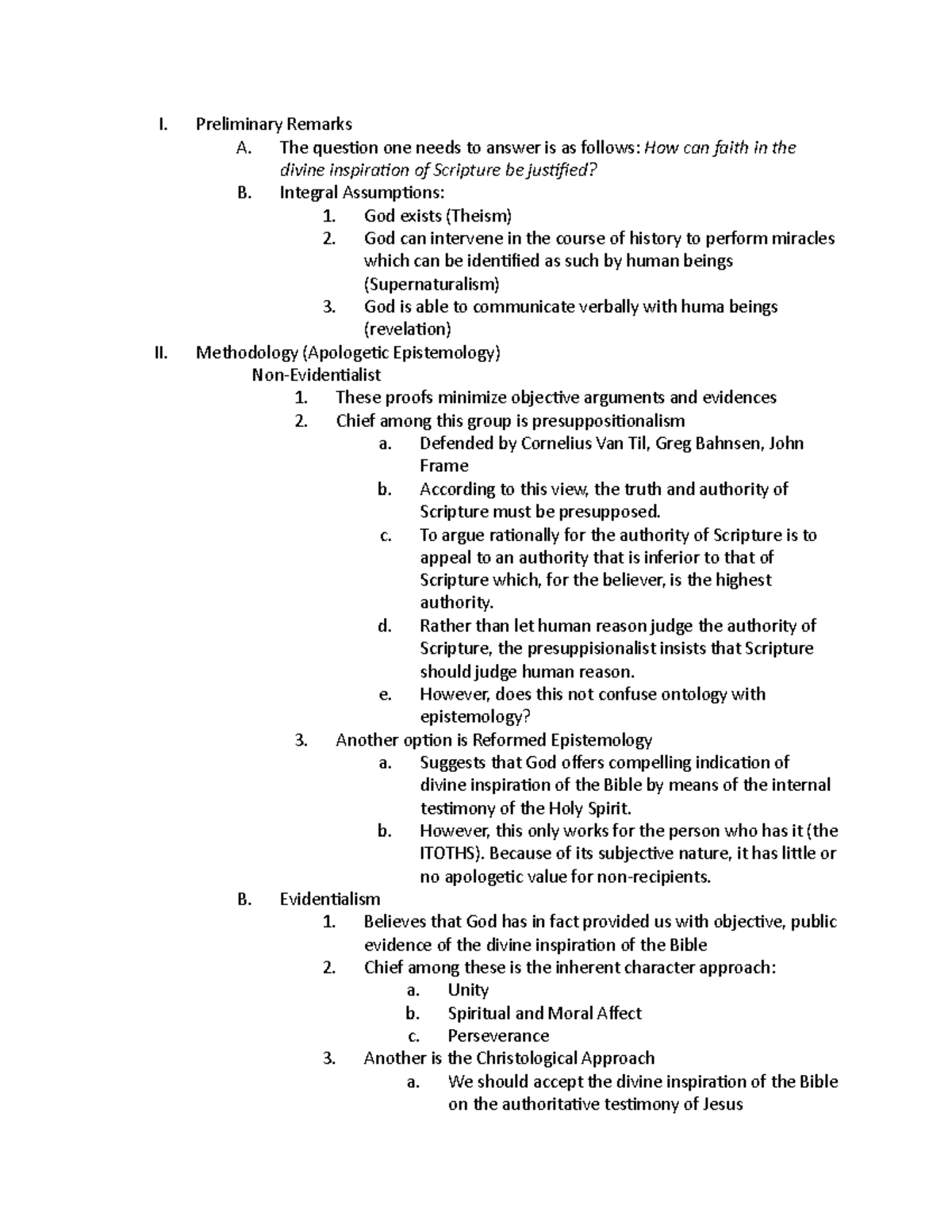 Is the bible the word of God - I. Preliminary Remarks A. The question ...