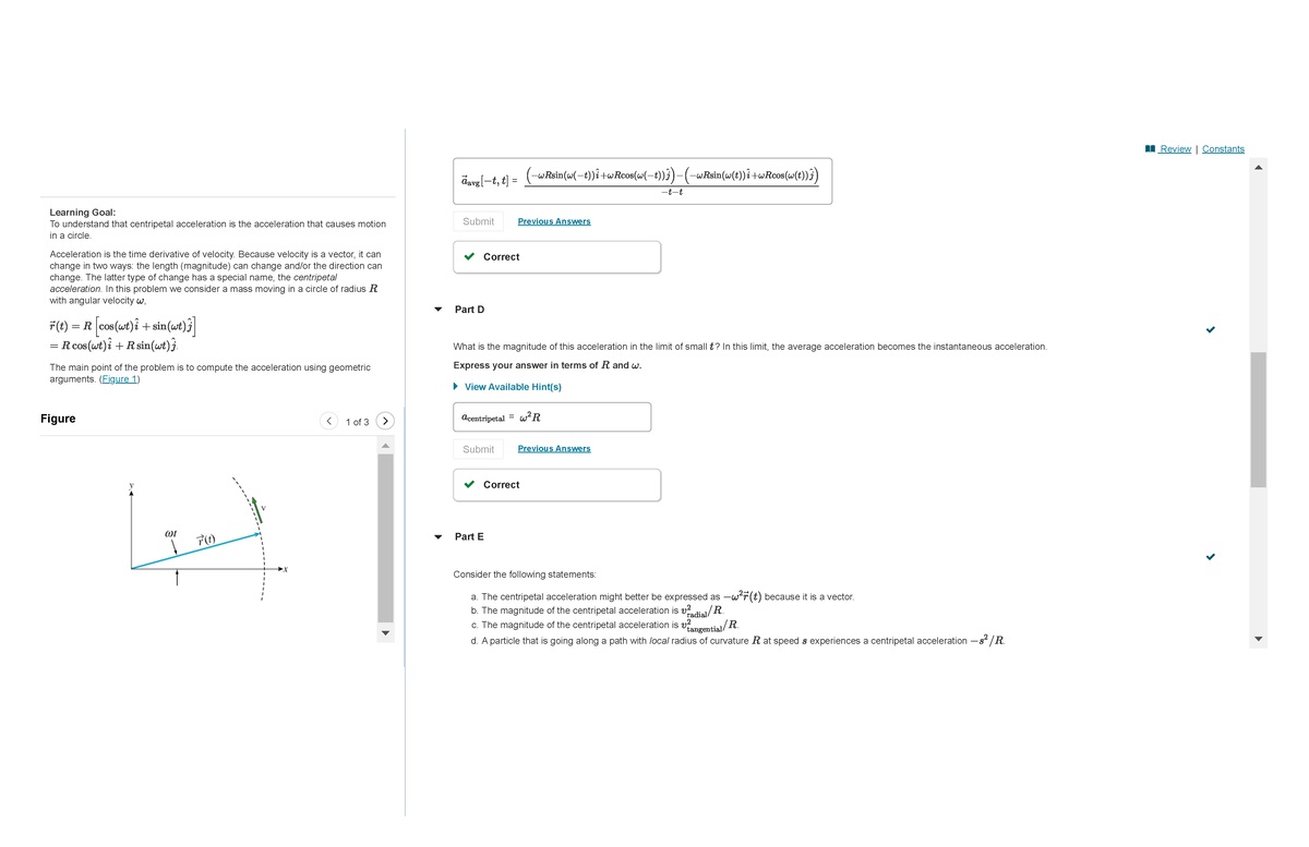Mastering Physics Ch 05 HW - Centripetal Acceleration Explained 3 - 1 ...