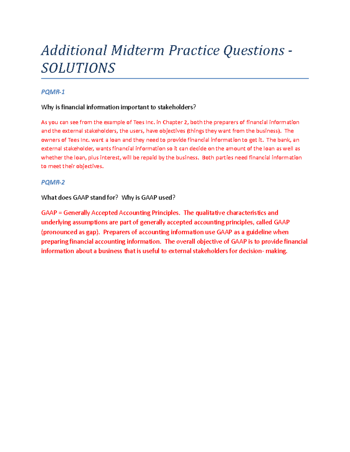 Midterm Review Practice Questions - Solutions - W2023 - Additional ...