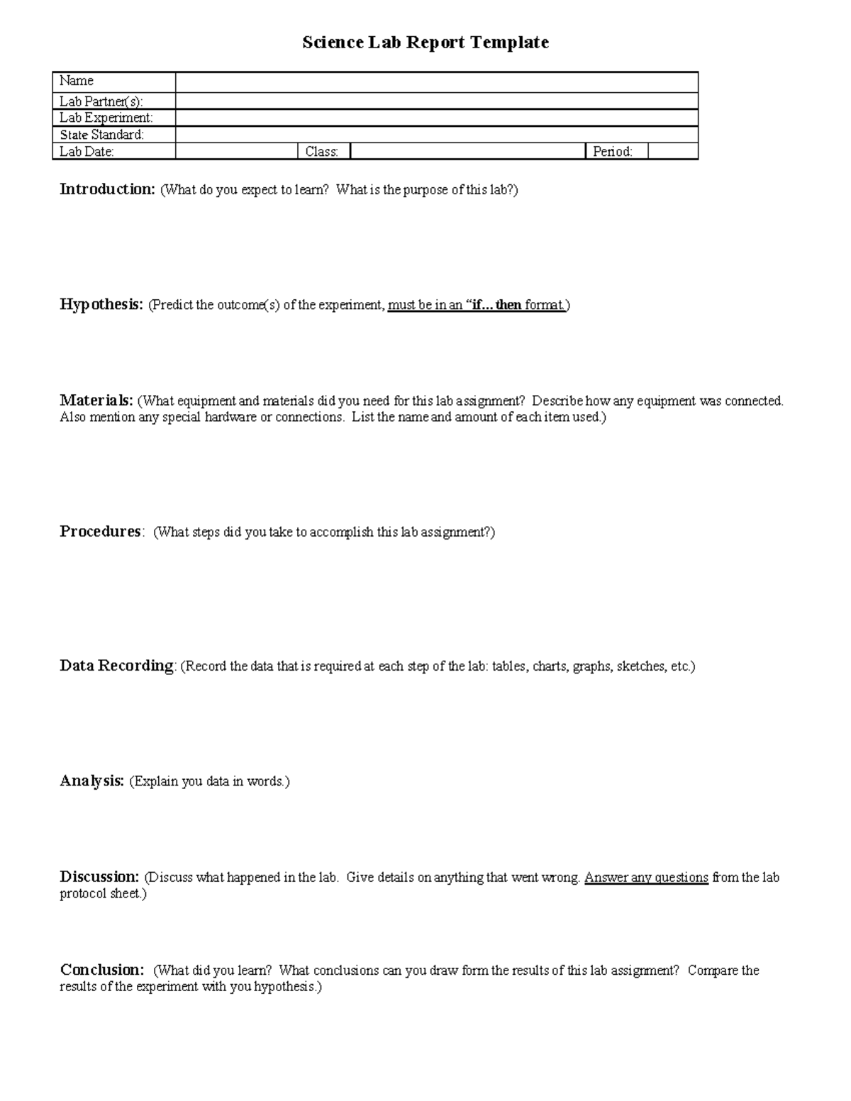 Science Lab Report 1 - Healthy Living - Science Lab Report Template ...