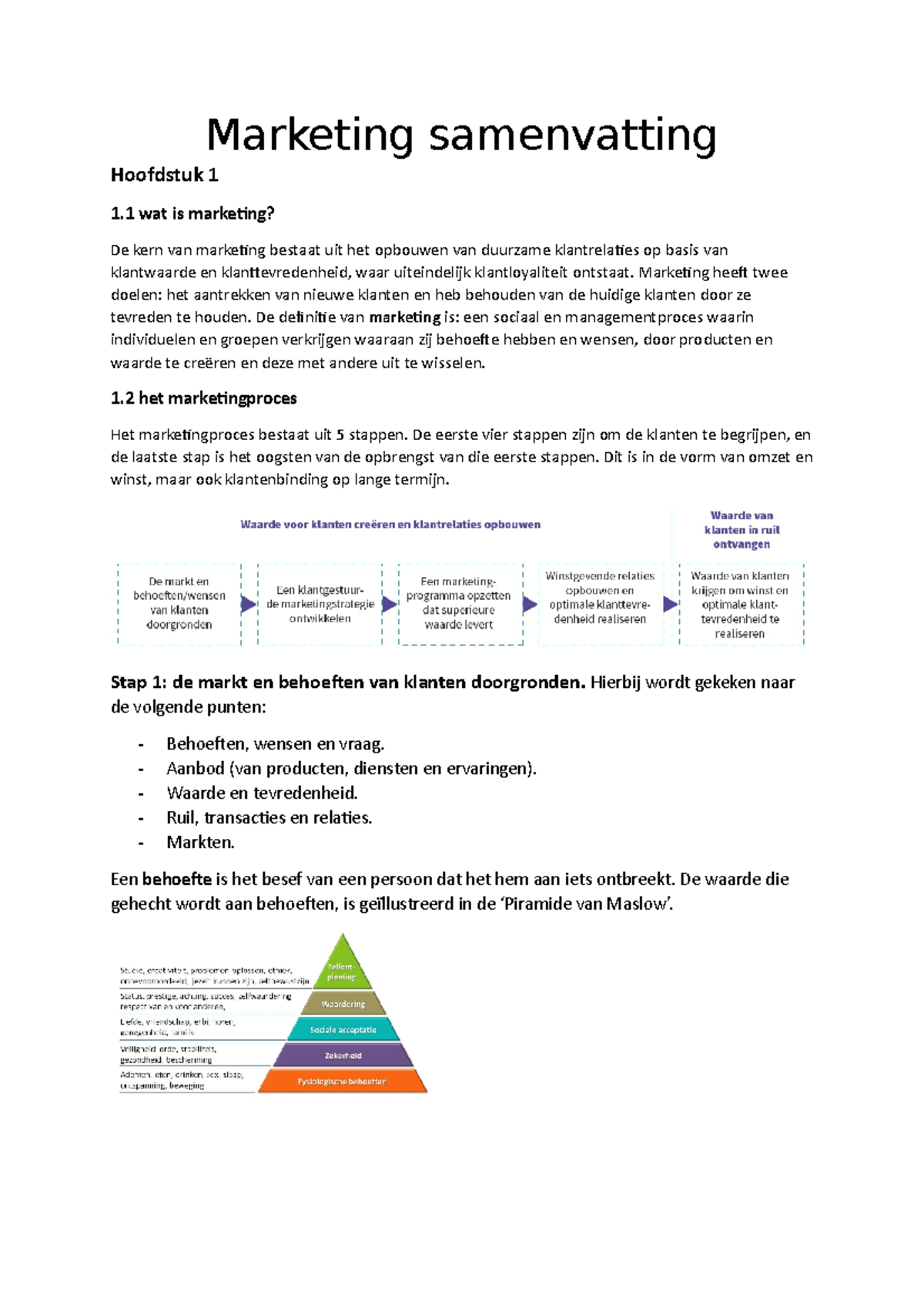 Marketing Samenvatting Hoofdstuk 1,2,3,5 - Marketing Samenvatting ...