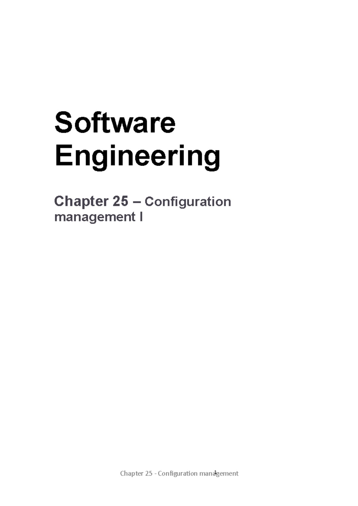 Software Engineering - Ch25 Configuration management Lecture 1 ...