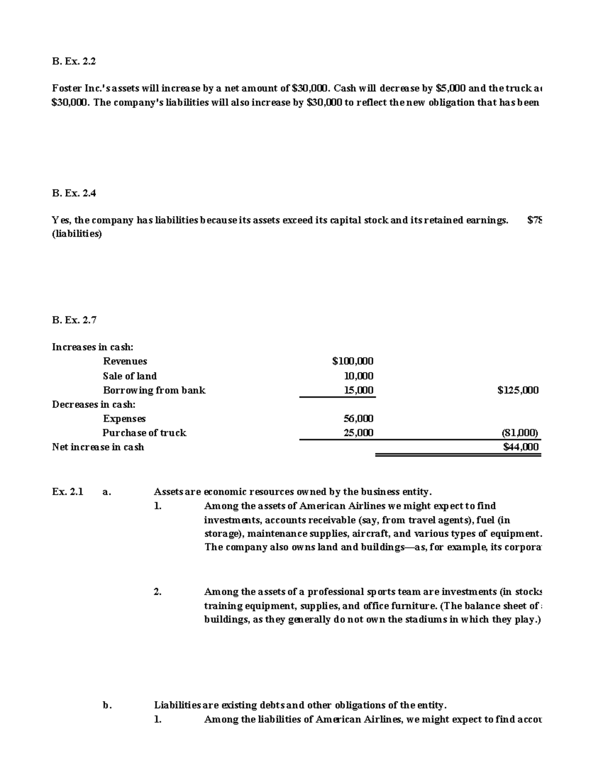 ACCT 101 - CH 2 Syllabus Solutions - B. Ex. 2. B. Ex. 2. B. Ex. 2 ...