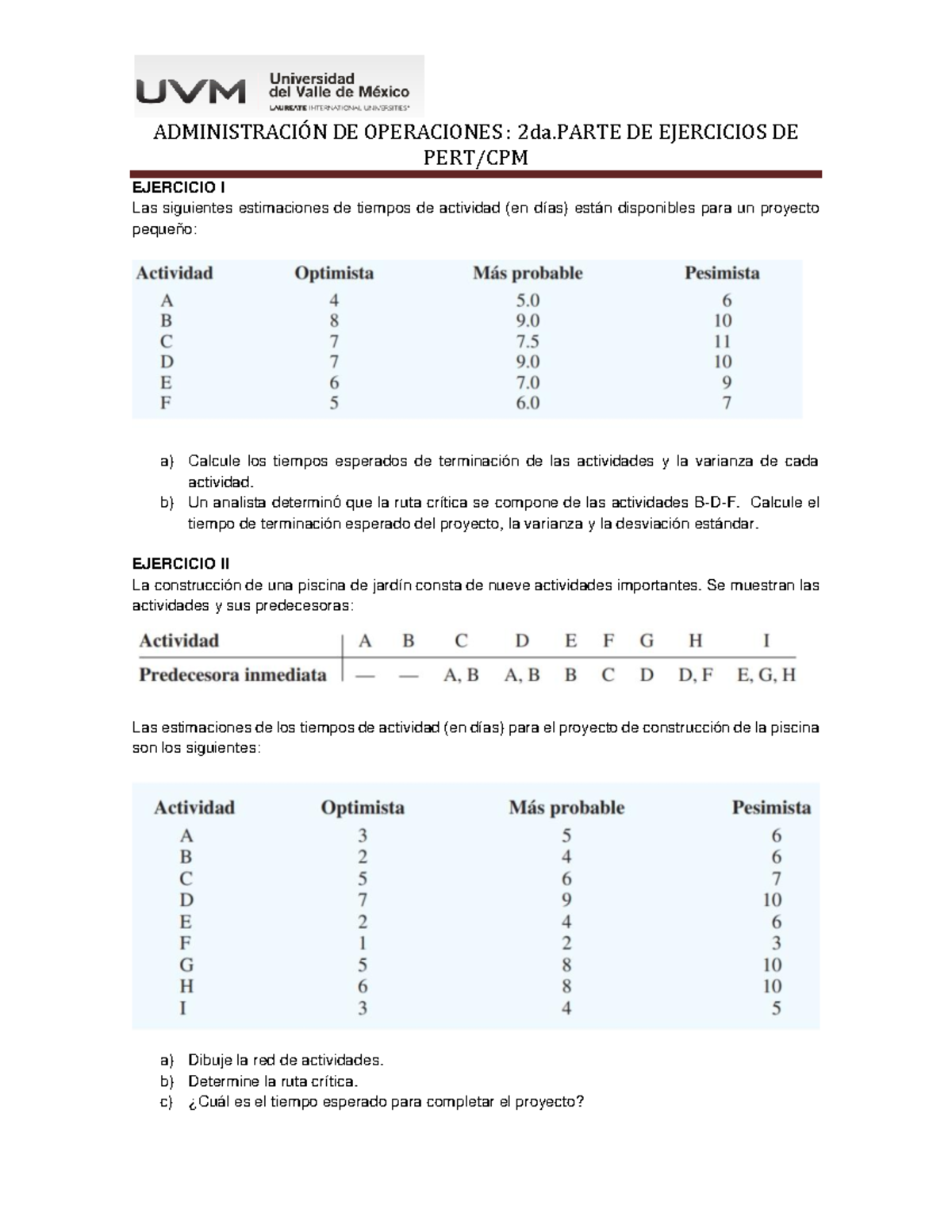 2da.parte de ejercicios de PERT CPM C3 - 2023 - ADMINISTRACIÓN DE ...