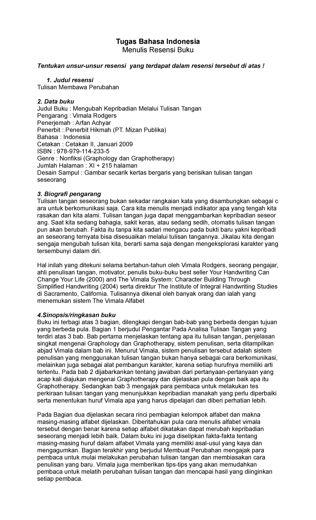 Bahasa Indonesia Resensi 1 (Buku) - Tugas Bahasa Indonesia Menulis ...