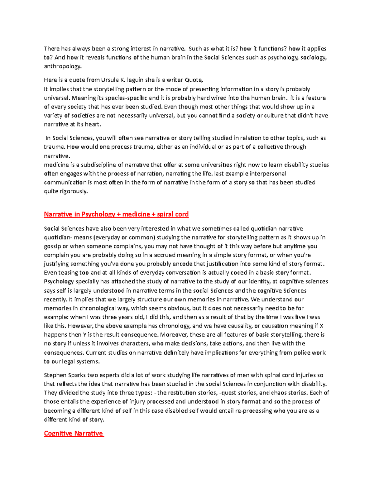Narrative across various discipline (social science) - There has always ...