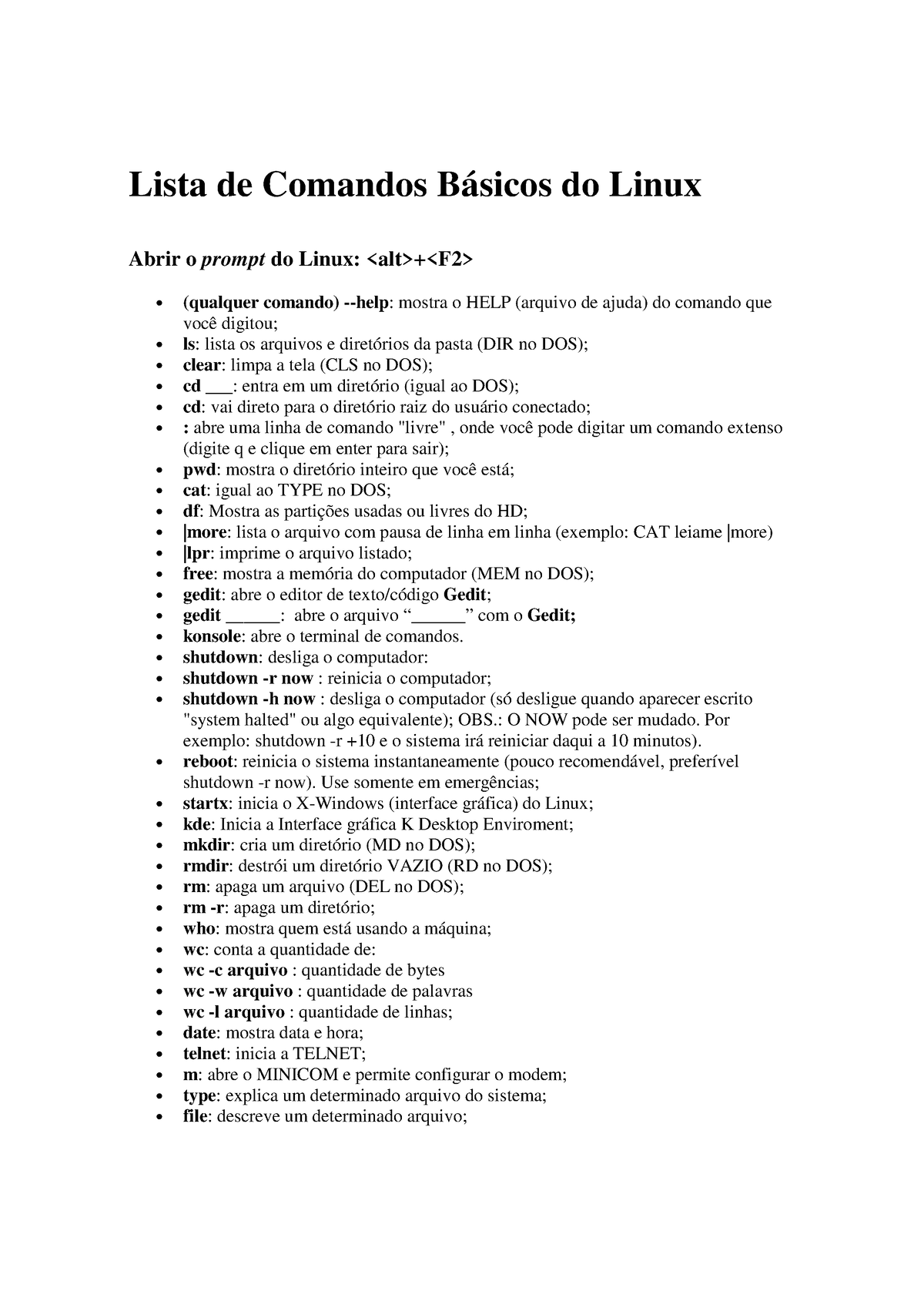 Comandos Basicos Linux - Lista De Comandos Básicos Do Linux Abrir O ...