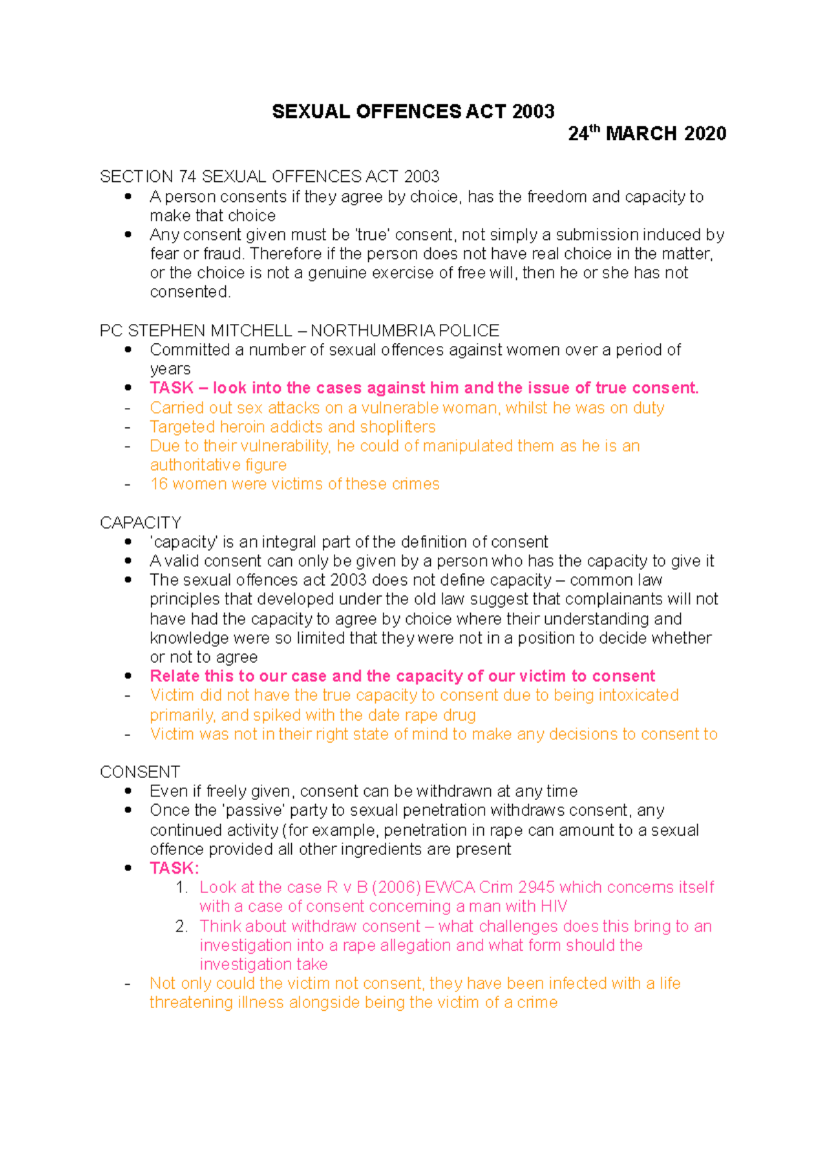 Sexual Offences ACT 2003 - SEXUAL OFFENCES ACT 2003 24 Th MARCH 2020 ...