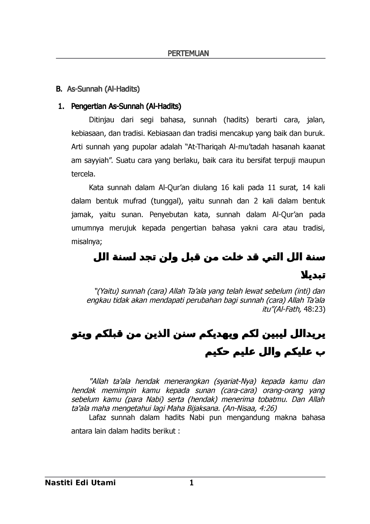 Modul Agama 5 Cakrawala Islam - PERTEMUAN B. As-Sunnah (Al-Hadits) 1 ...