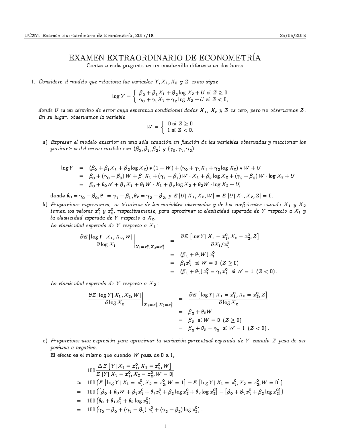 Junio 2018 SOL - Aaaaaaaaaa - EXAMEN EXTRAORDINARIO DE ECONOMETR ́IA ...