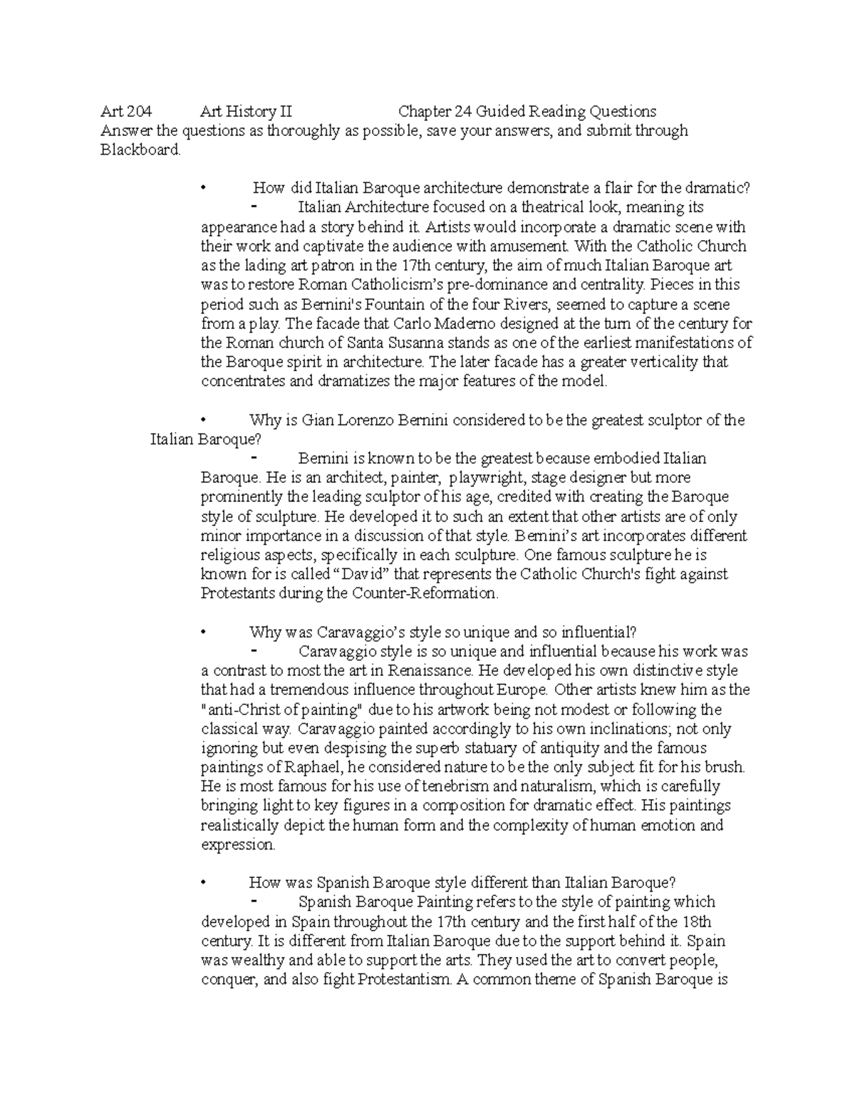 Art 204Art History IIChapter 24 Guided Reading Questions Art 204 Art