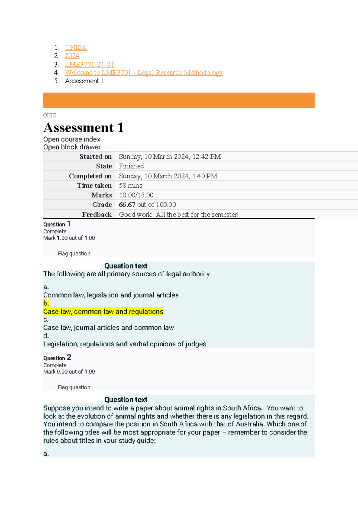 LME3701- Assignment 2 2024 - 1. UNISA 2. 2024 3. LME3701-24-S 4 ...