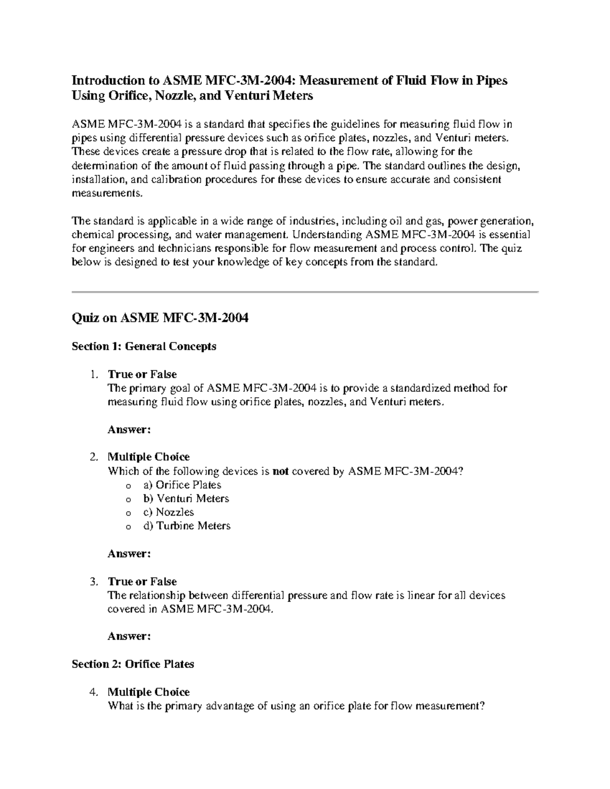 Introduction to ASME MFC - Introduction to ASME MFC-3M-2004 ...