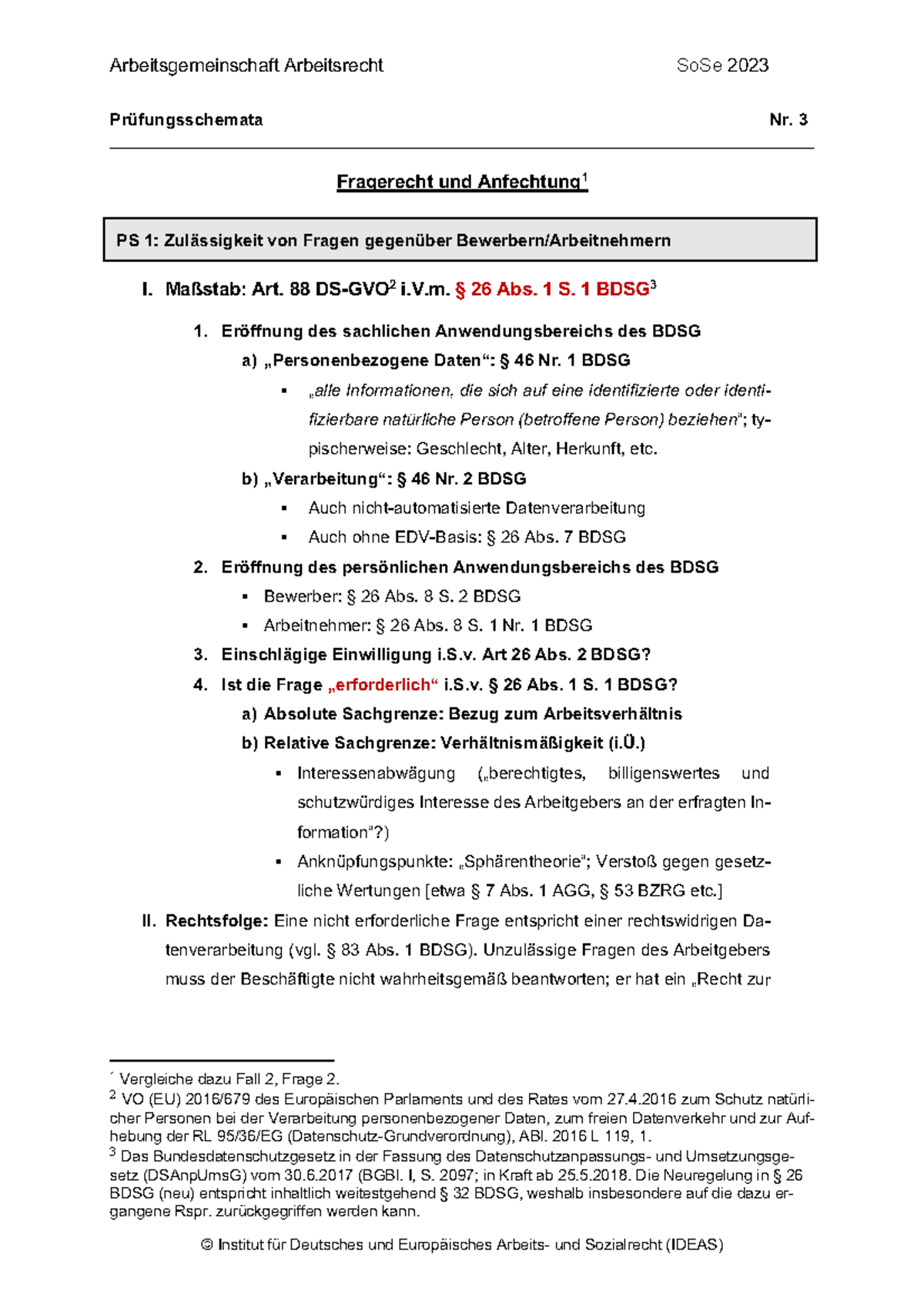 Schema Fragerecht Und Anfechtung - Arbeitsgemeinschaft Arbeitsrecht ...