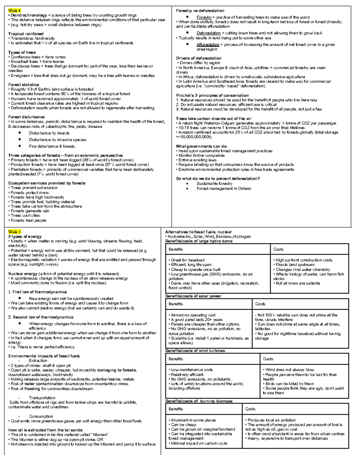 ES110 midterm cheat sheet print - Week 4 Dendrochronology = science of ...