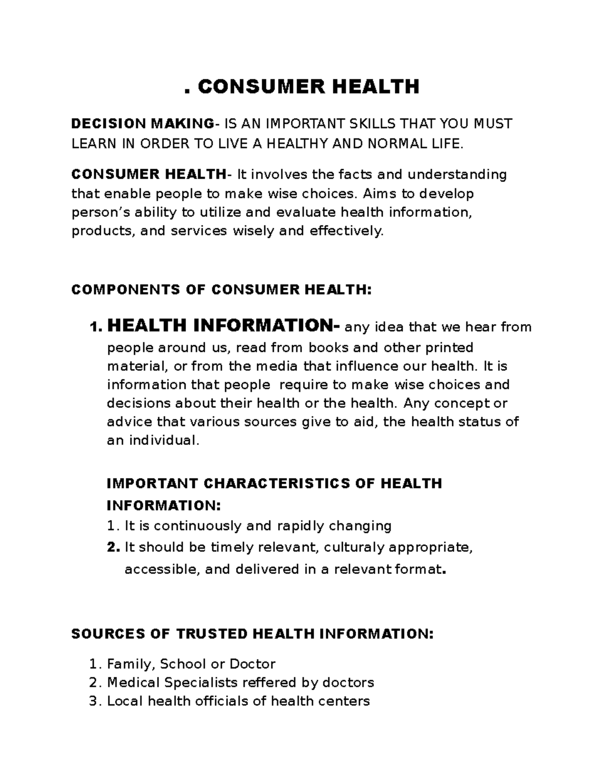 consumer-health-mapeh-notes-2023-2024-consumer-health-decision