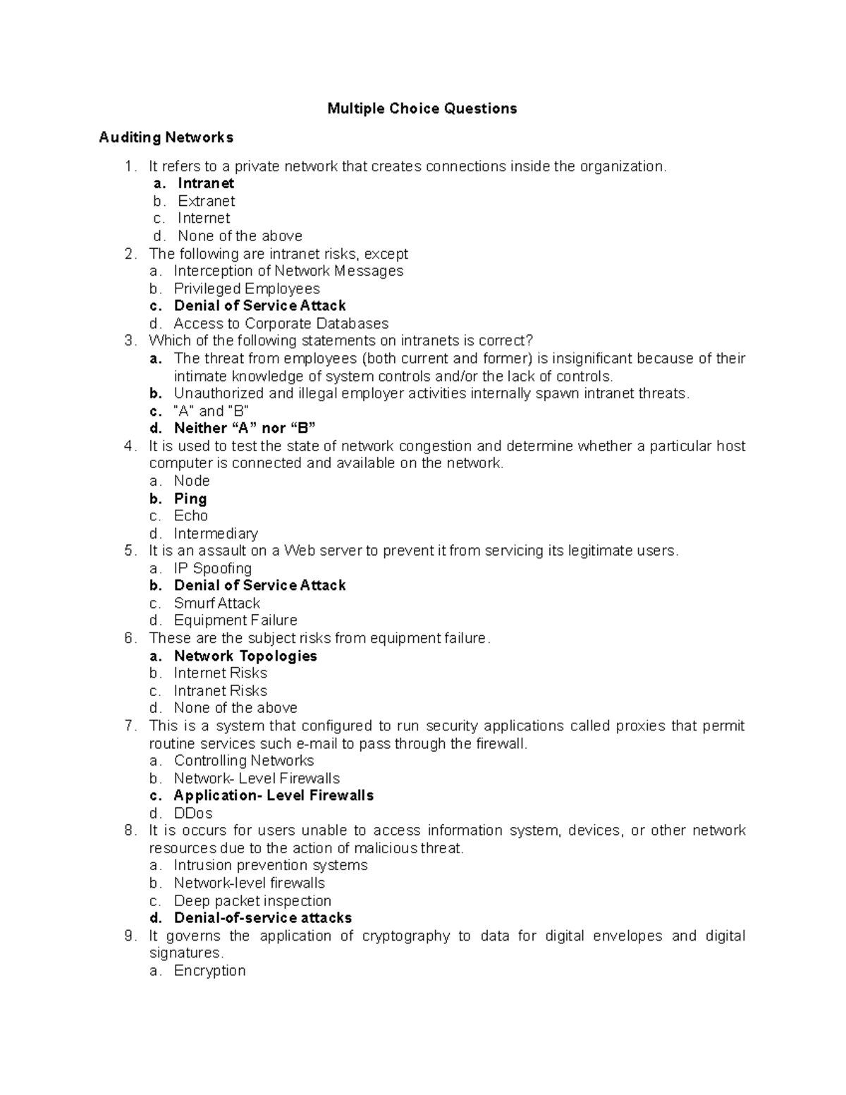 Mcq - It Is A Multiple Choice Questions Regarding The Auditing In Cis ...