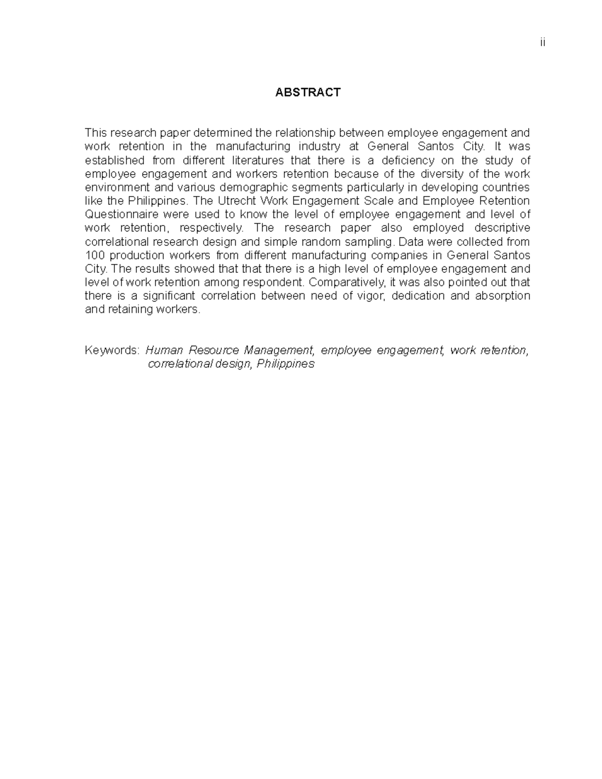 Abstract - Joann - In reference - ii ABSTRACT This research paper ...