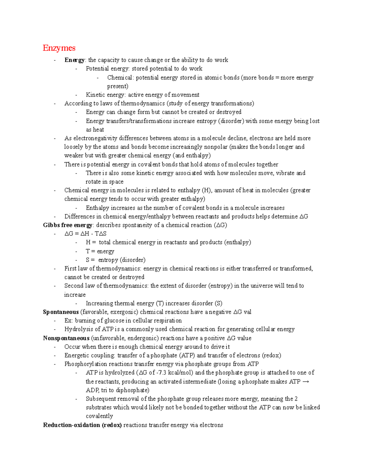 Enzymes Dr Bleich Enzymes Energy the capacity to cause change or