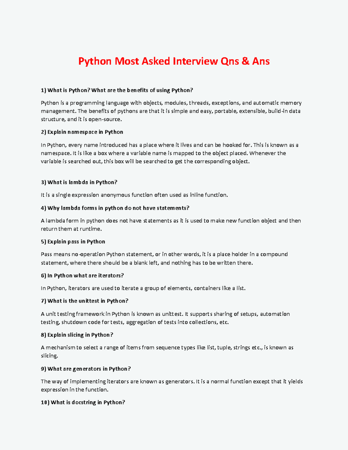 Python Most Ask Interview Qsn - The benefits of pythons are that it is ...