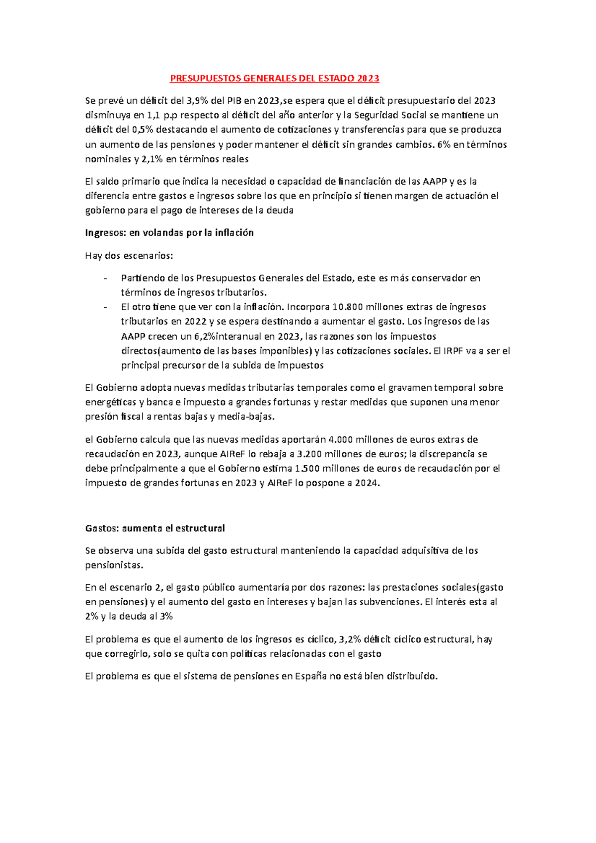 Presupuestos Generales DEL Estado 2023 PRESUPUESTOS GENERALES DEL ESTADO 2023 Se prevé un Presupuestos Generales DEL Estado 2023 PRESUPUESTOS GENERALES DEL ESTADO 2023 Se prevé un