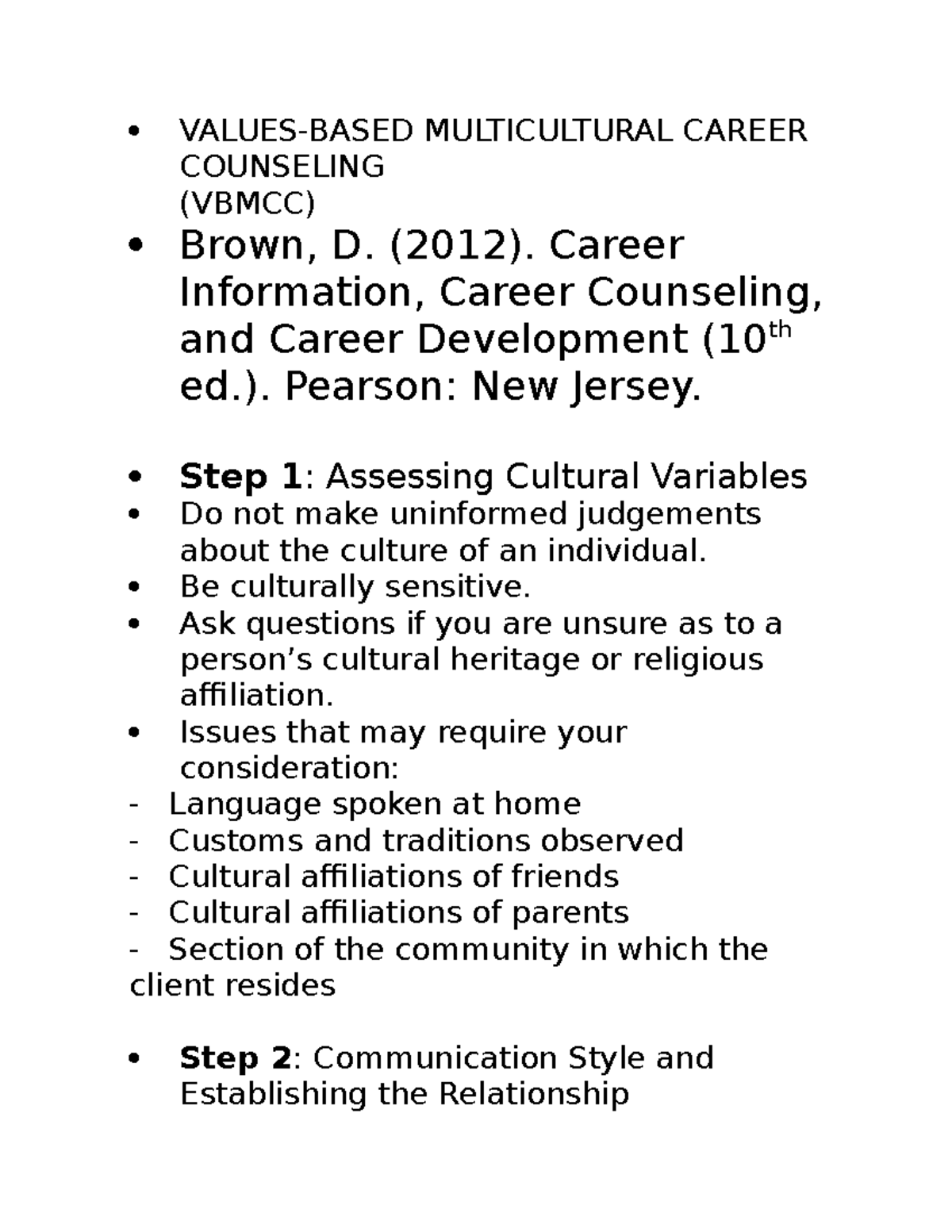 Values- Based Multicultural Career Counseling - VALUES-BASED ...