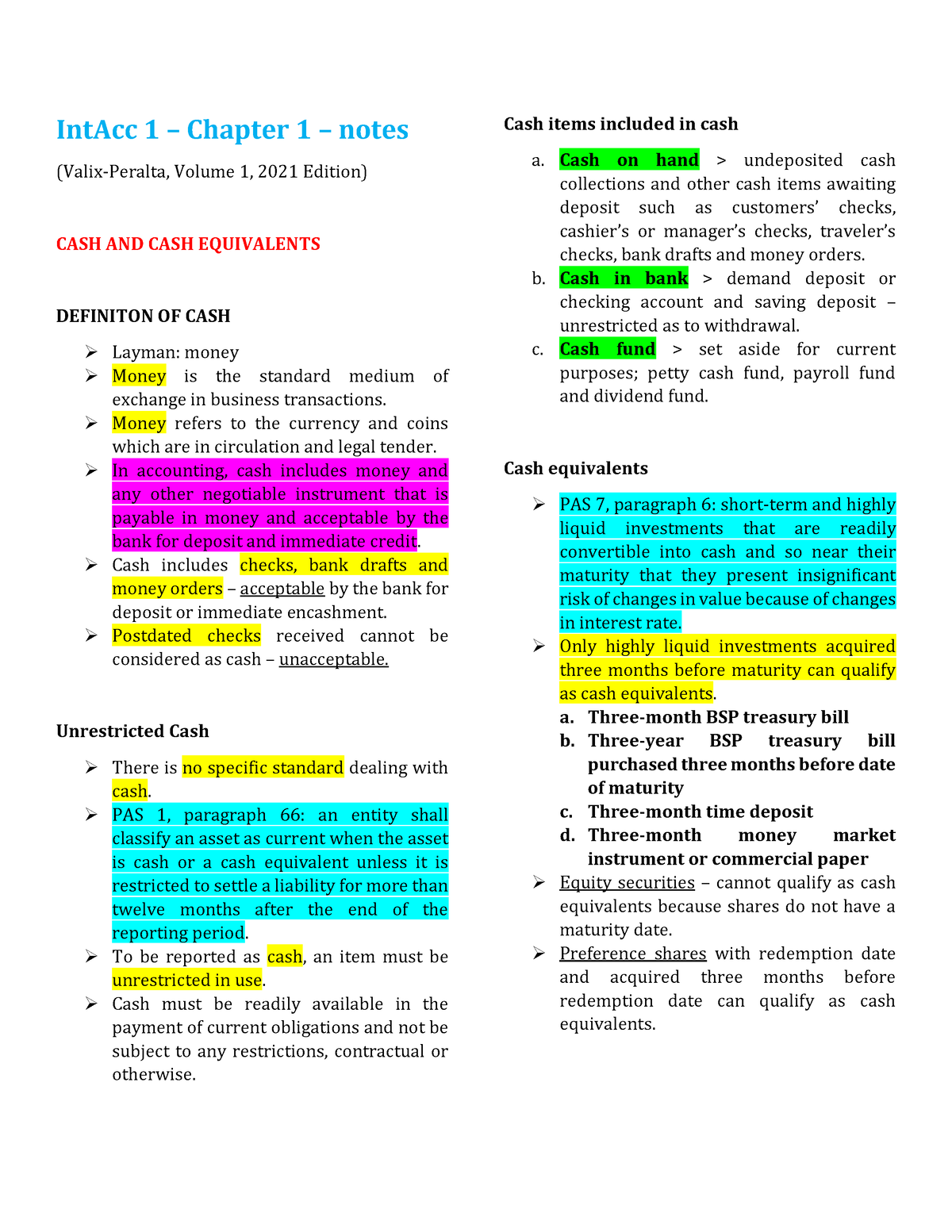 Intermediate Accounting 1-Chapter 1-Cash And Cash Equivalents-Notes ...