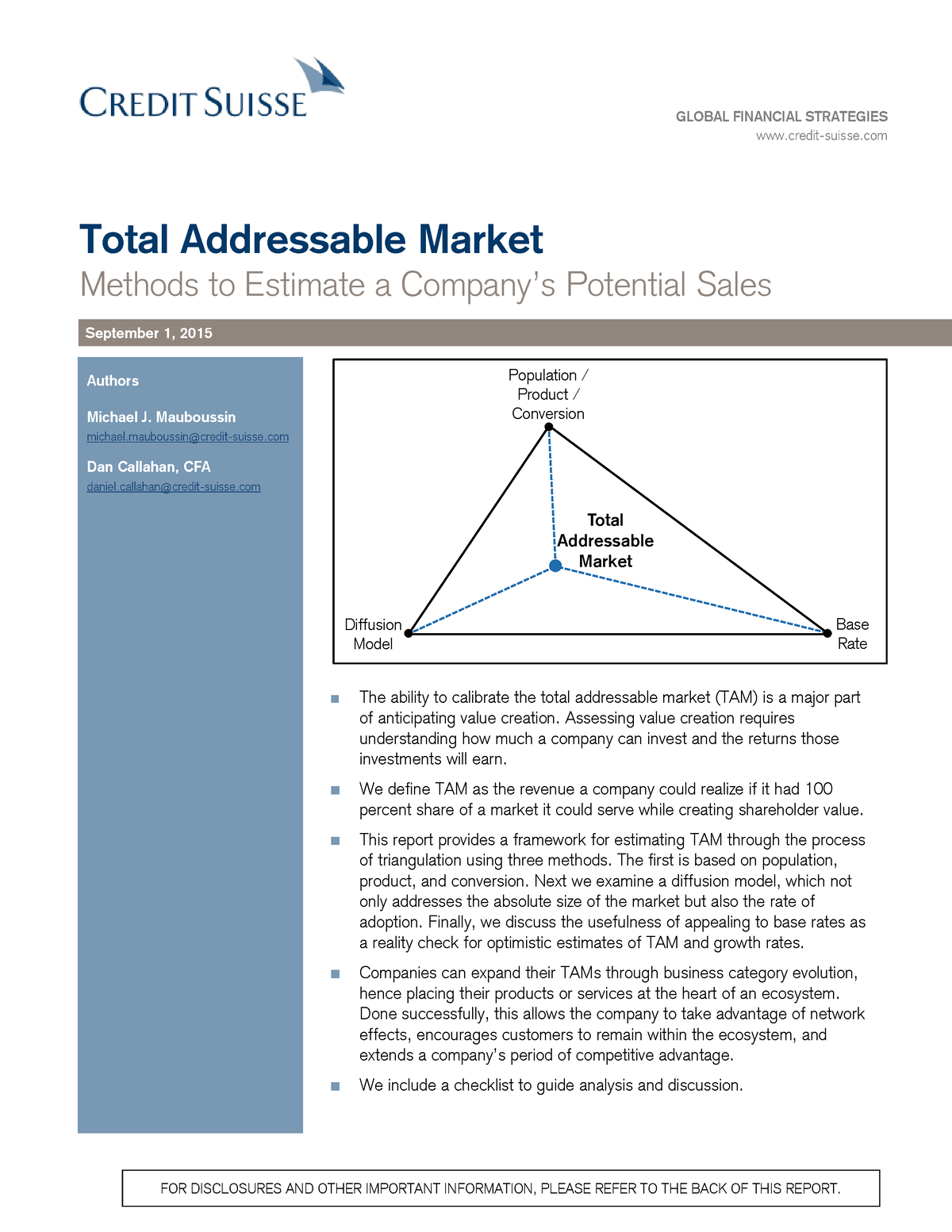 Credit Suisse Total Addressable Market MGMT3001 MQ Studocu