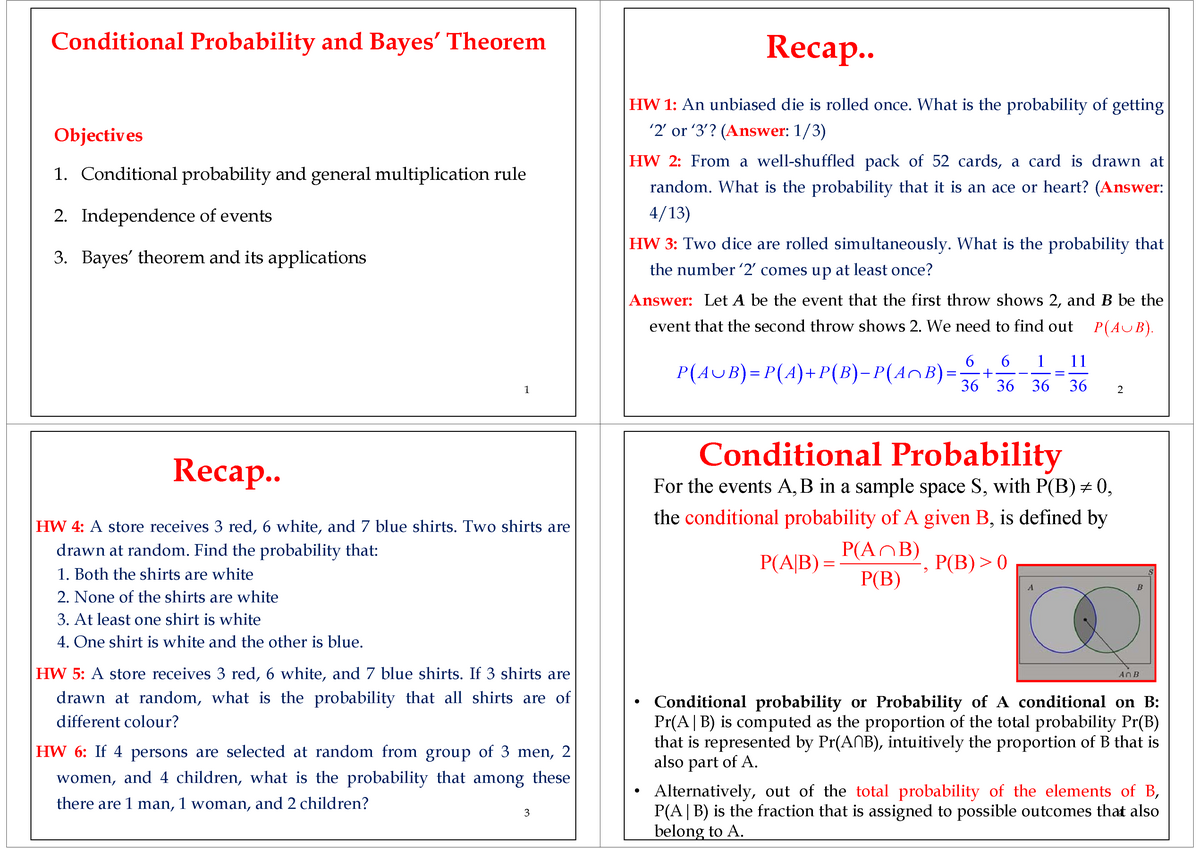 L3 Conditional Probability - Conditional Probability And Bayes’ Theorem ...