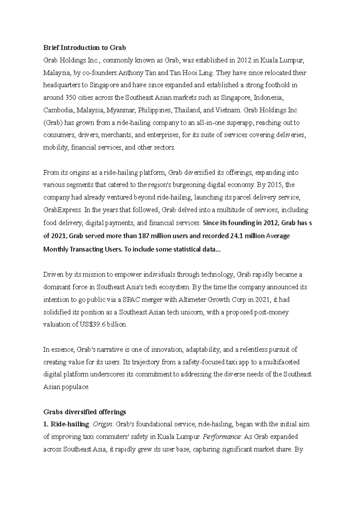 Brief Introduction to Grab - , commonly known as Grab, was established ...