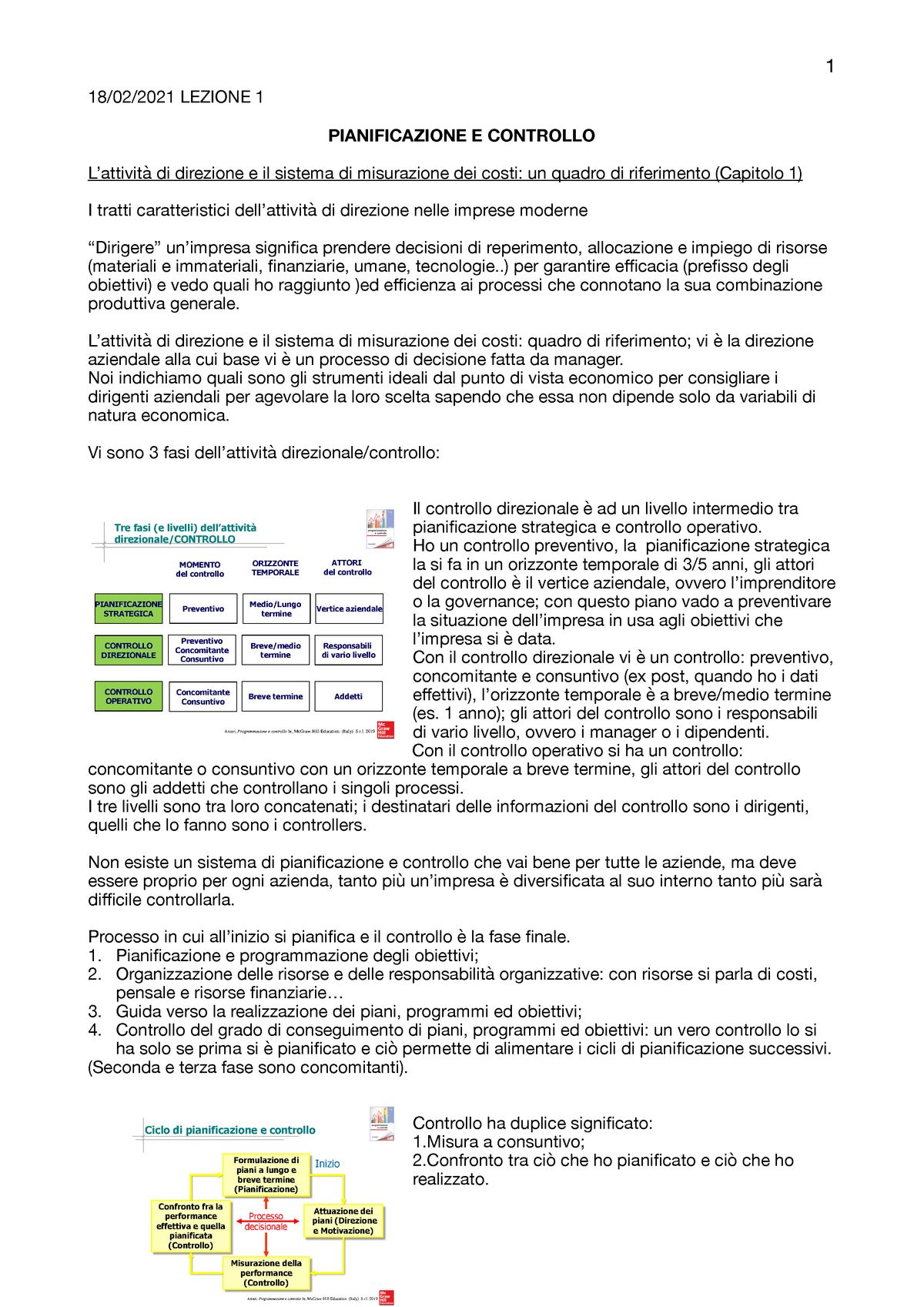 Pianificazione E Controllo Appunti - 18/02/2021 LEZIONE 1 ...