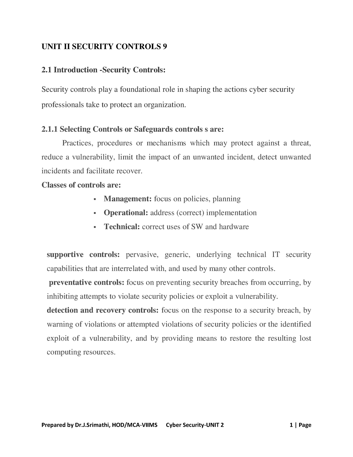 Unit2 cyber securty - UNIT II SECURITY CONTROLS 9 2 Introduction ...