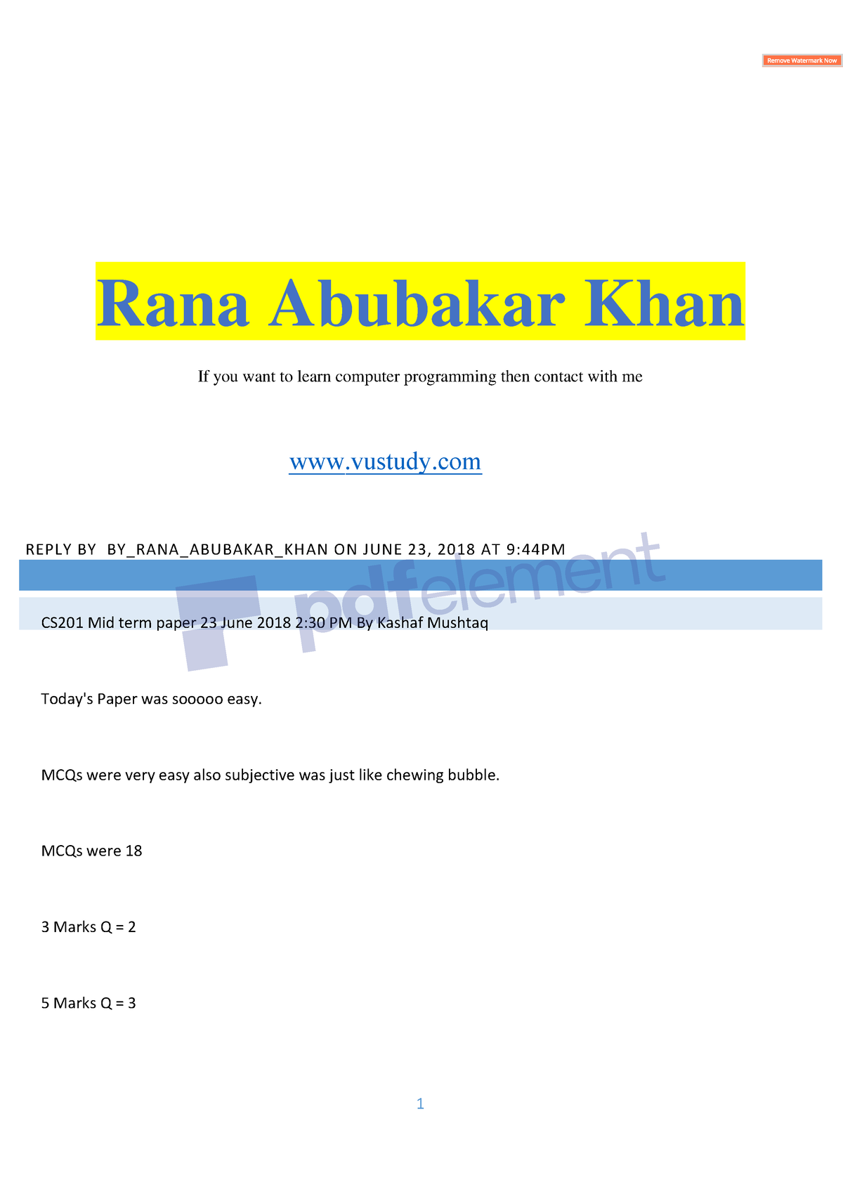 16 - Cs201 Material For Midterm - Rana Abubakar Khan If You Want To ...