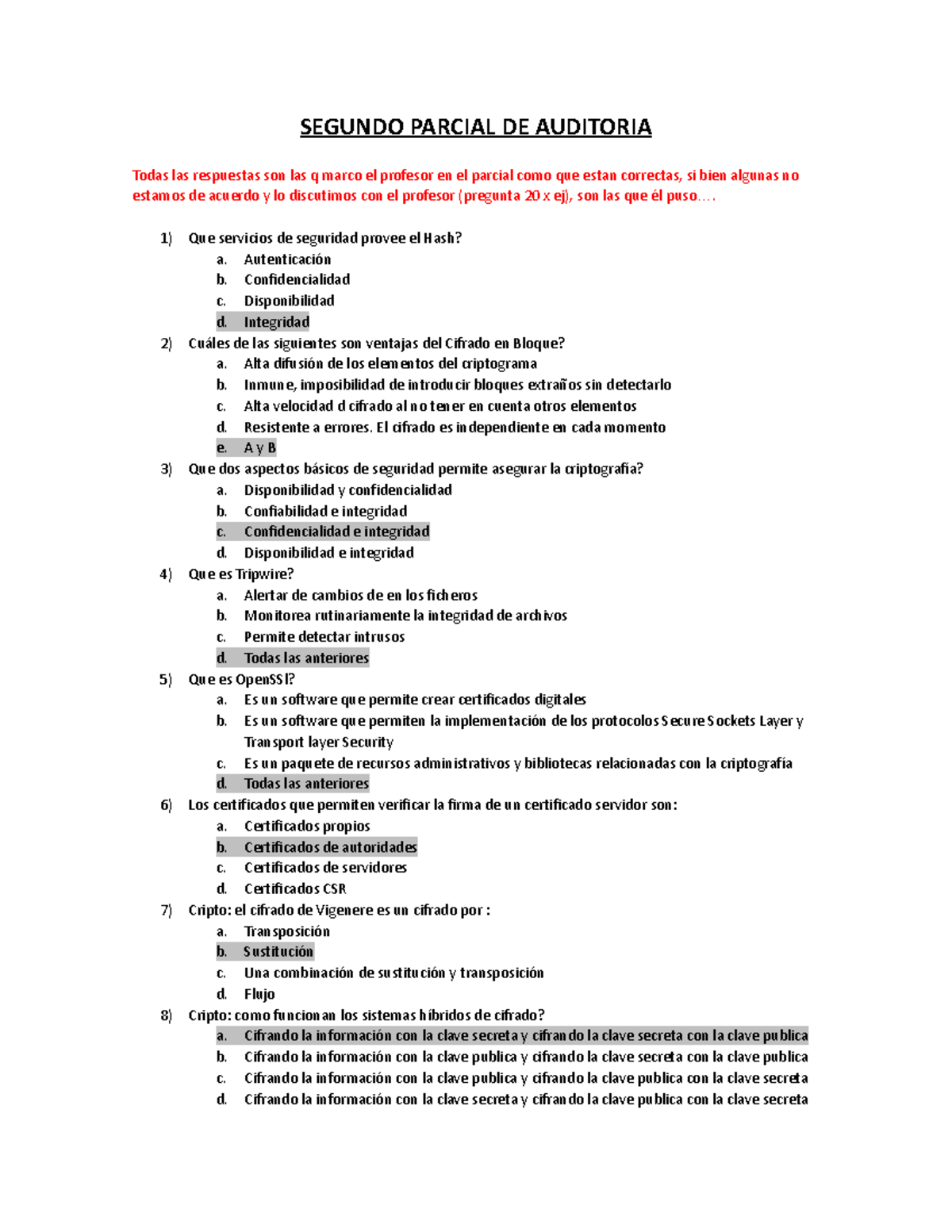 Segundo parcial de Auditoria con respuestas correctas - SEGUNDO PARCIAL ...