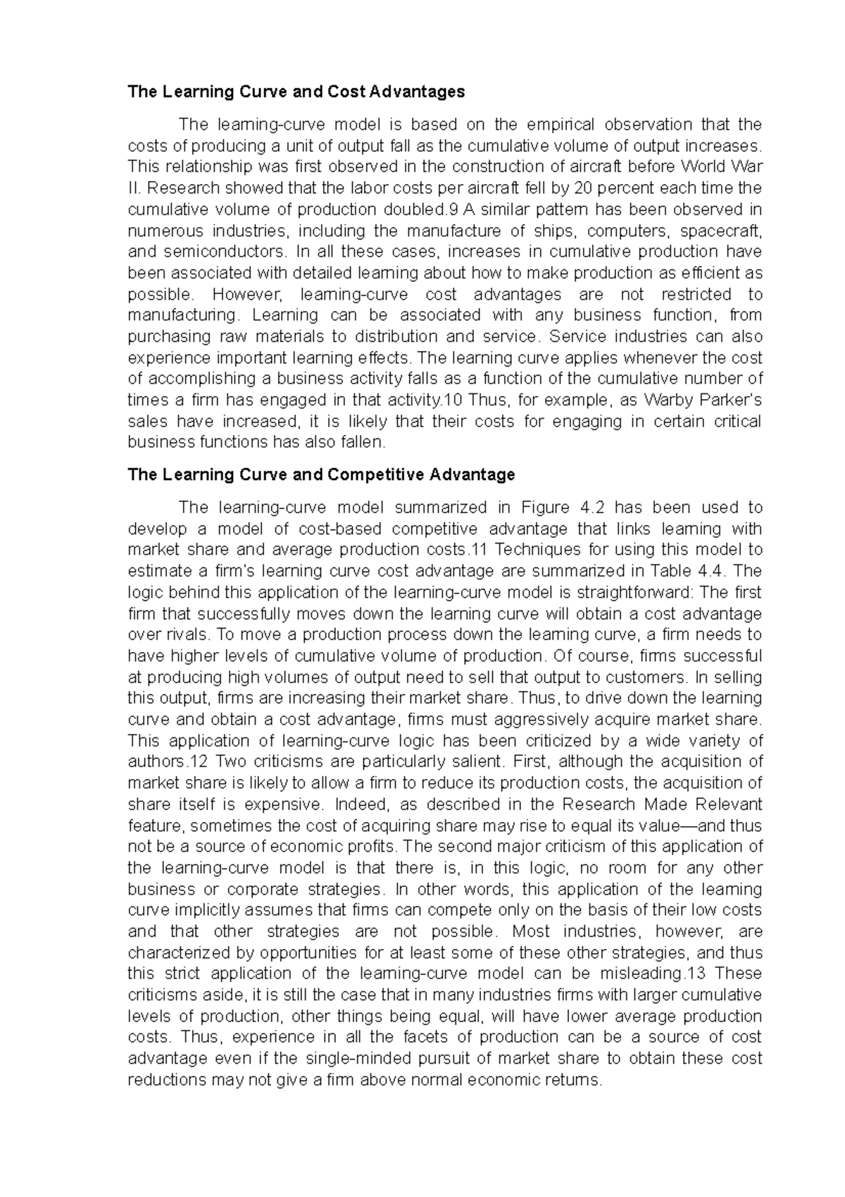 The Learning Curve and Cost Advantages - This relationship was first ...