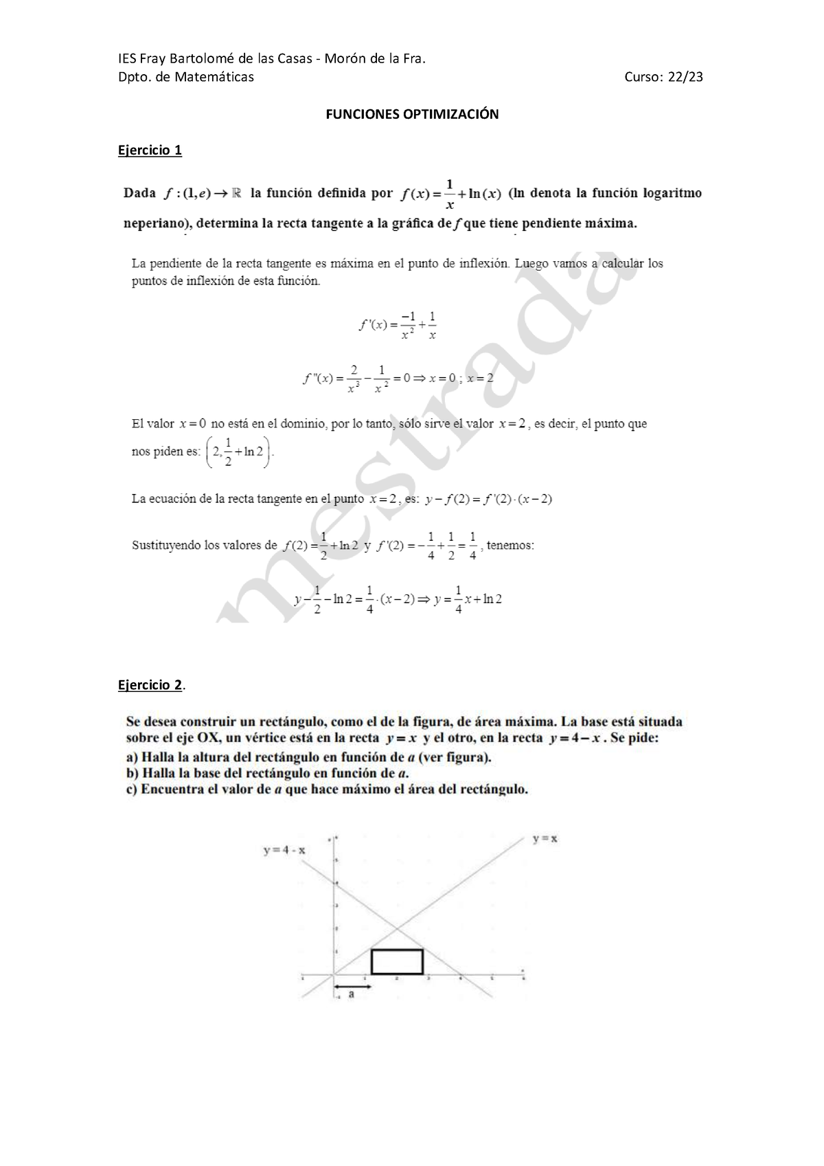 Optimización Resueltos - Matematicas - Dpto. De Matemáticas Curso: 22 / ...