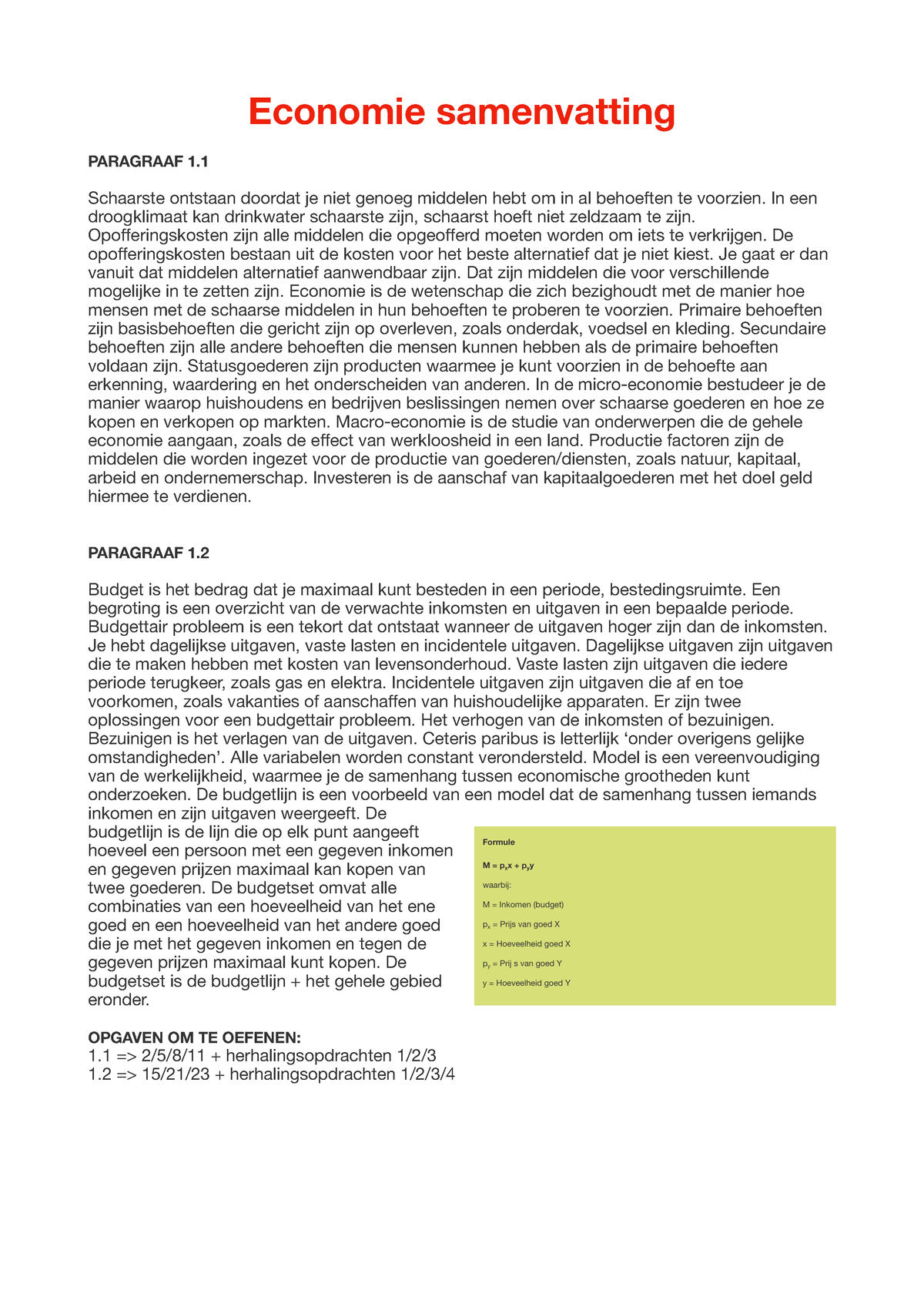 Economie 4vwo Hoofdstuk 1 Pta Examen - Economie Samenvatting PARAGRAAF ...